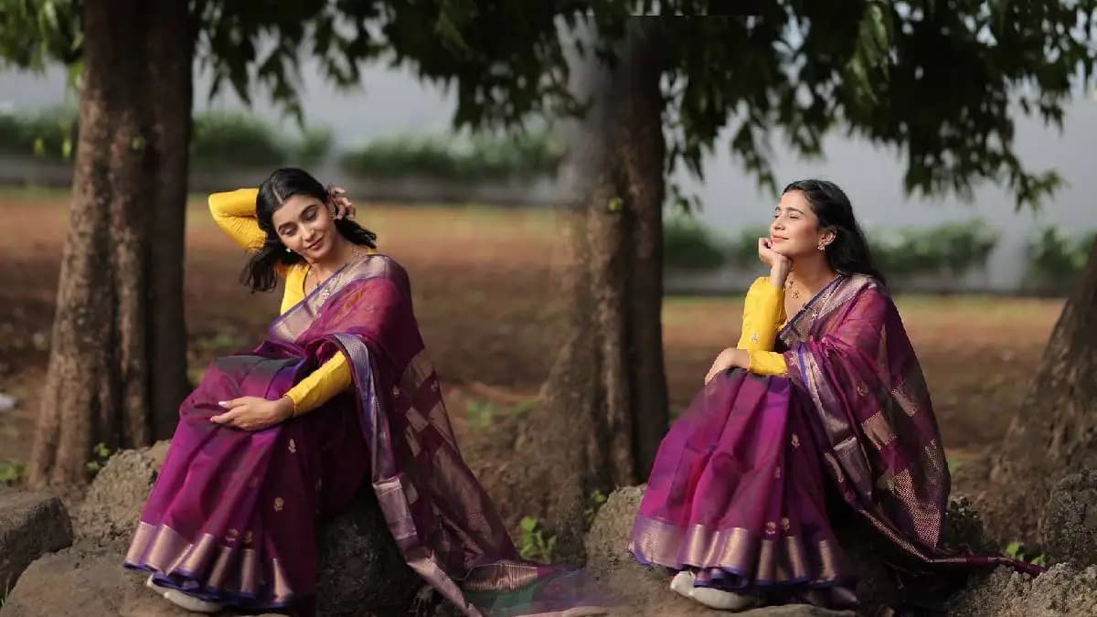 Photos: झाडाच्या शीतल सावलीत ‘मुरांबा’फेम शिवानी मुंढेकरचे जांभळ्या साडीत सुंदर फोटोशूट