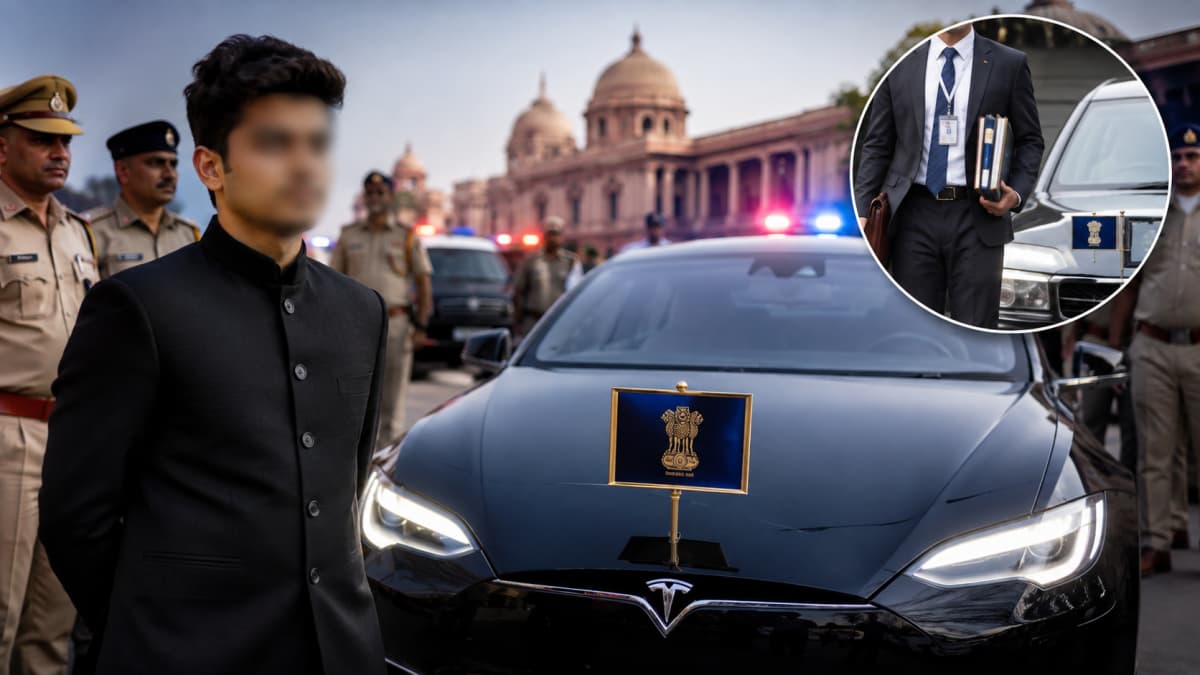 Fake IAS Officer Exposed: बनावट IAS अधिकाऱ्याचा पर्दाफाश; ‘भारत सरकार’च्या पाटीसह ‘टेस्ला’ कार जप्त