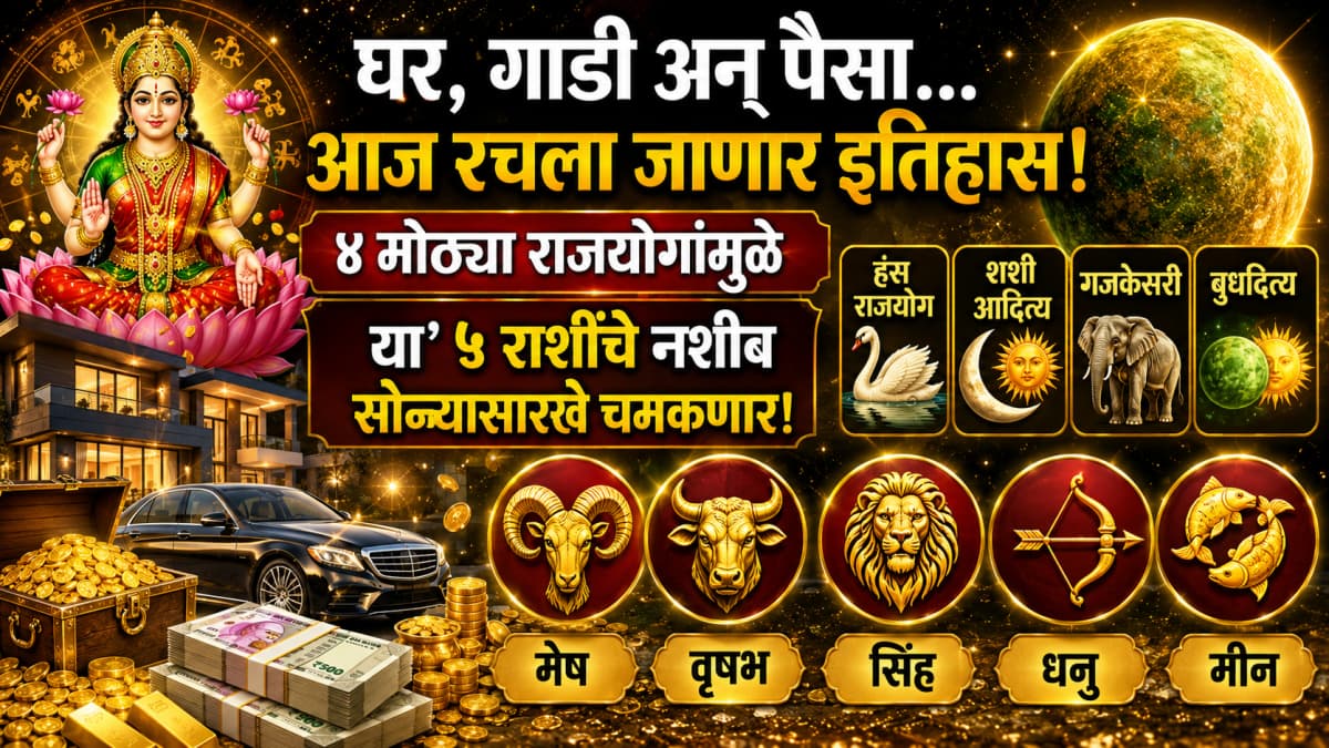 Astrological Predictions: चार राजयोगामुळे या ५ राशींचे नशीब चमकणार!